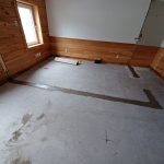 Cement in old bedroom wall base