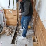 Removing base of old bedroom wall